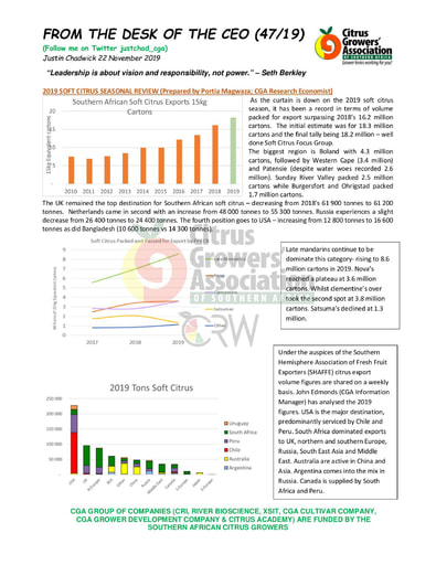 CGA - CEO Newsletter 47/2019 (22/11/19)