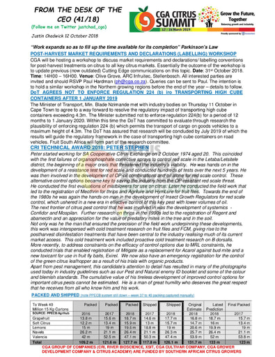 CGA - CEO Newsletter 41/2018 (12/10/18)