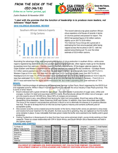CGA - CEO Newsletter 46/2018 (16/11/18)