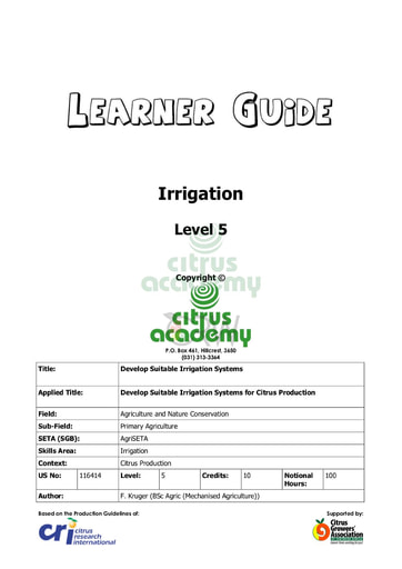 Irrigation NQ 5 Learner Guide