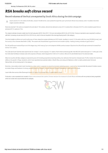 RSA breaks soft citrus record