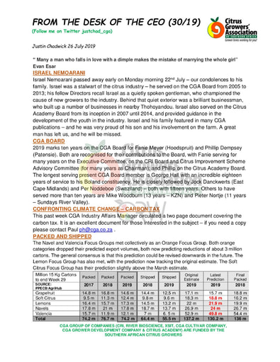 CGA - CEO Newsletter 30/2019 (26/07/19)