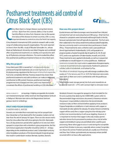 Postharvest treatments aid control of CBS