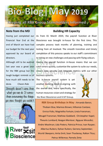 River Bioscience Bio-Blog 05/2019