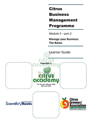 Module 5.2 Manage your Business: The Basics