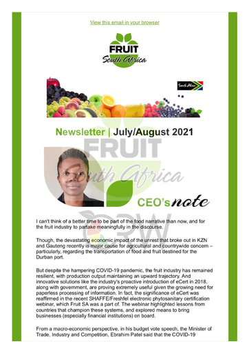 Fruit SA Newsletter (July / August 2021)