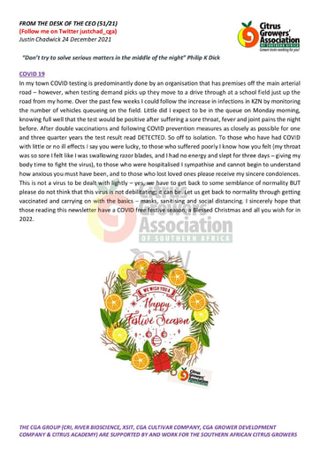 CGA - CEO Newsletter 51/2021 (24/12/21)