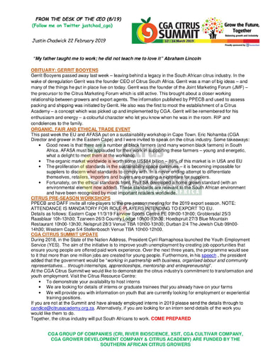 CGA - CEO Newsletter 08/2019 (22/02/19)