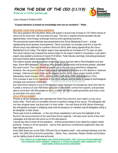 CGA - CEO Newsletter 11/2019 (15/03/19)