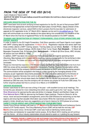 CGA - CEO Newsletter 08/2014 (07/03/14)
