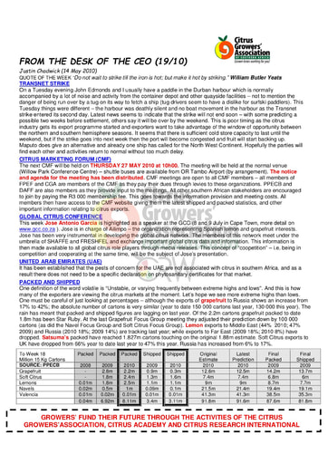 CGA - CEO Newsletter 19/2010 (14/05/10)