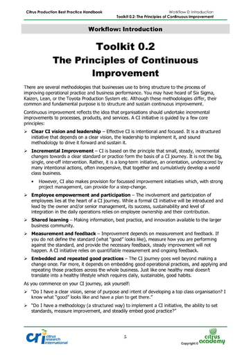 Toolkit 0.2 - The Principles of Continuous Improvement