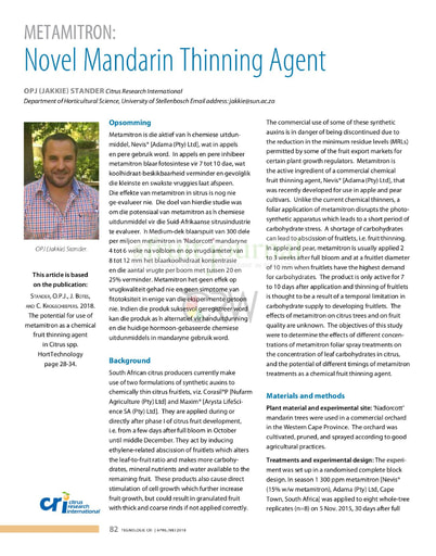 Metamitron: Novel Mandarin Thinning Agent