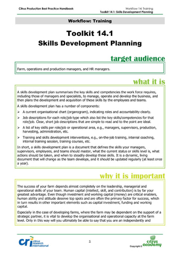 Toolkit 14.1 - Skills Development Planning