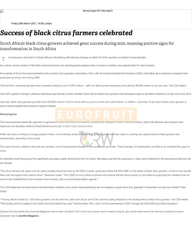 Success of black citrus farmers celebrated