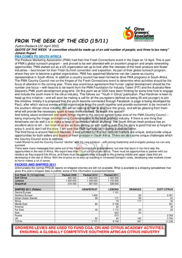 CGA - CEO Newsletter 15/2011 (22/04/11)