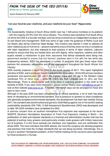 CGA - CEO Newsletter 07/2018 (16/02/18)