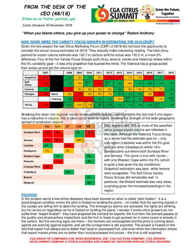 CGA - CEO Newsletter 48/2018 (30/11/18)