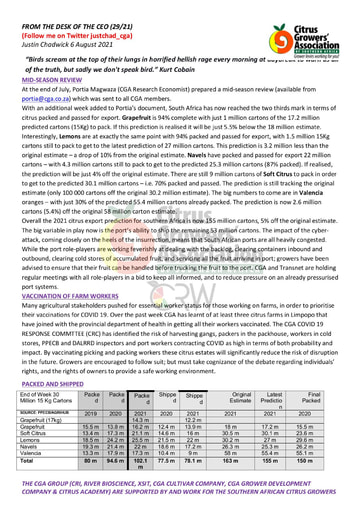CGA - CEO Newsletter 29/2021 (06/08/21)