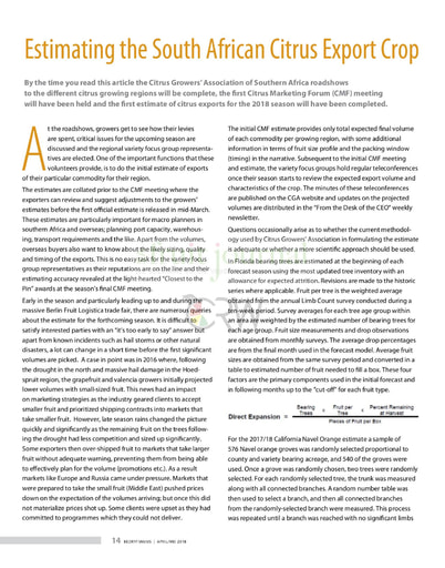 Estimating The South African Citrus Export Crop