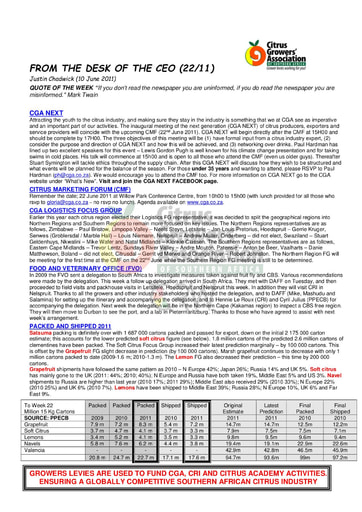 CGA - CEO Newsletter 22/2011 (10/06/11)