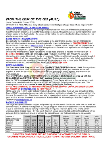 CGA - CEO Newsletter 41/2010 (22/10/10)