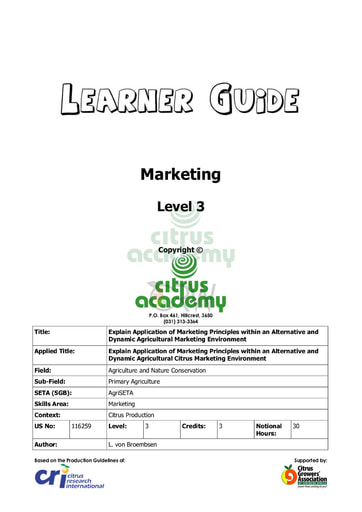 Marketing NQ 3 Learner Guide