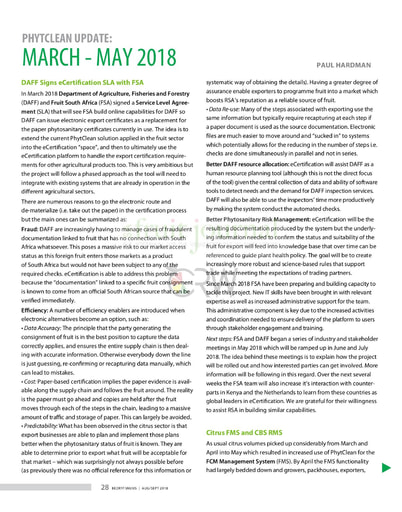 Phytclean Update March-May 2018