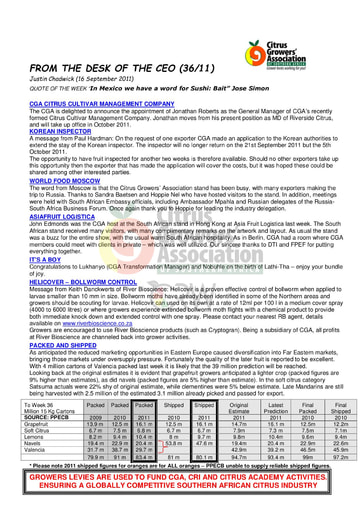 CGA - CEO Newsletter 36/2011 (16/09/11)