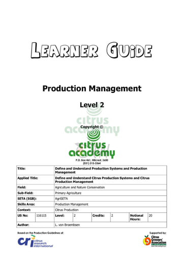 Production Management NQ 2 Learner Guide