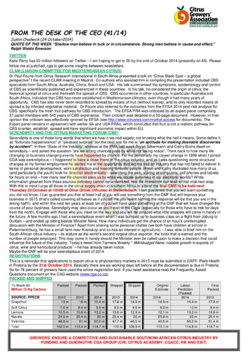 CGA - CEO Newsletter 41/2014 (24/10/14)