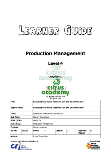 Production Management NQ 4 Learner Guide
