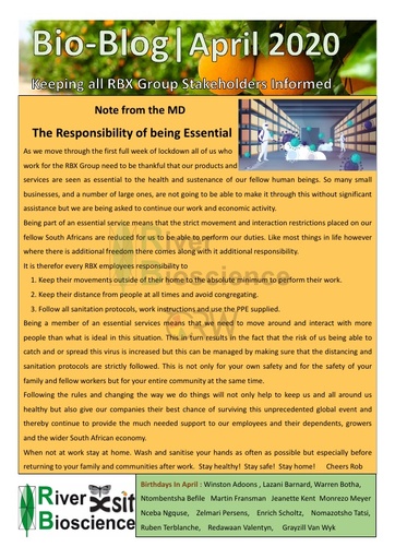 River Bioscience Bio-Blog 04/2020