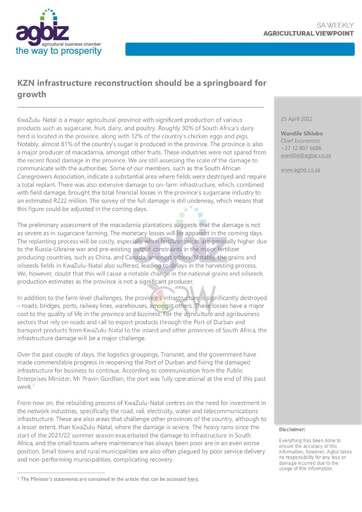 KZN infrastructure reconstruction should be a springboard for growth