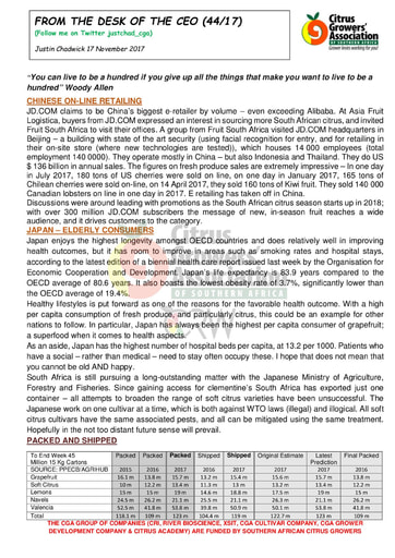 CGA - CEO Newsletter 44/2017 (17/11/17)