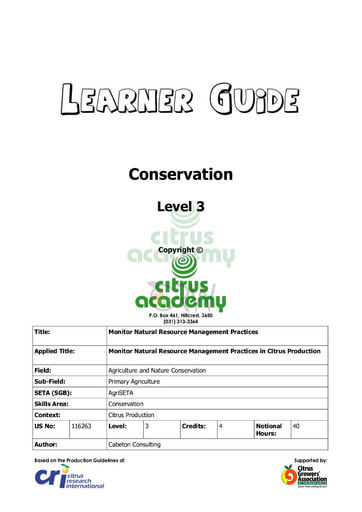 Conservation NQ 3 Learner Guide