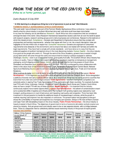 CGA - CEO Newsletter 28/2019 (12/07/19)