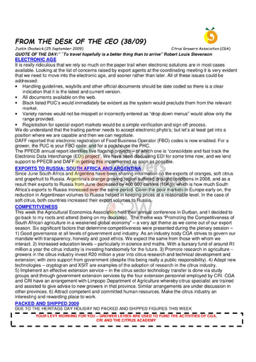 CGA - CEO Newsletter 38/2009 (25/09/09)