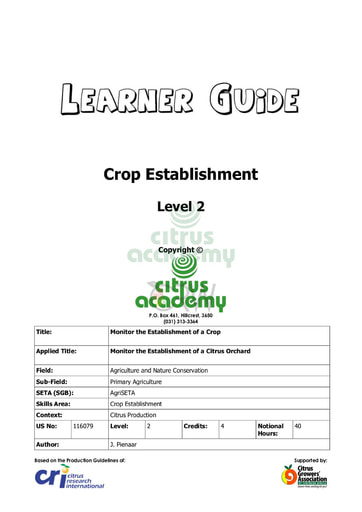 Crop Establishment NQ 2 Learner Guide