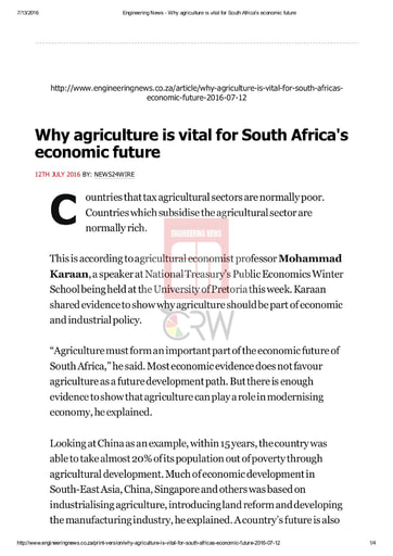 Why agriculture is vital for South Africa's economic future