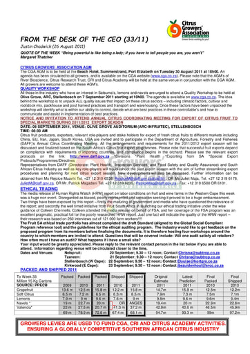 CGA - CEO Newsletter 33/2011 (26/08/11)