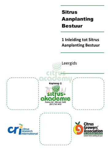 Module 1 - Inleiding tot Sitrus Aanplanting Bestuur