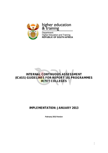 (ICASS) Guidelines for Report 191 Programmes in FET Colleges (01/2013)