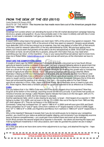 CGA - CEO Newsletter 02/2010 (15/01/10)