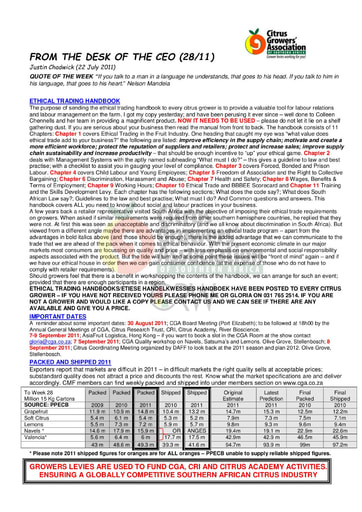 CGA - CEO Newsletter 28/2011 (22/07/11)