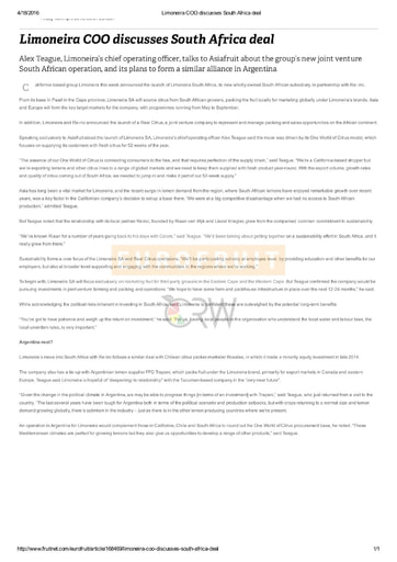 Limoneira COO discusses South Africa deal