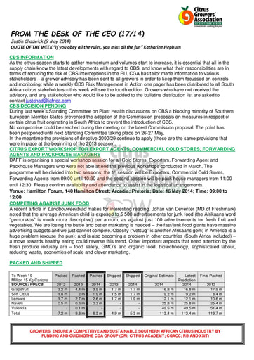 CGA - CEO Newsletter 17/2014 (09/05/14)