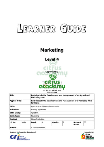 Marketing NQ 4 Learner Guide