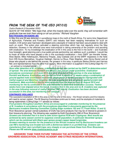 CGA - CEO Newsletter 47/2010 (03/12/10)