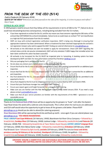 CGA - CEO Newsletter 05/2014 (14/02/14)